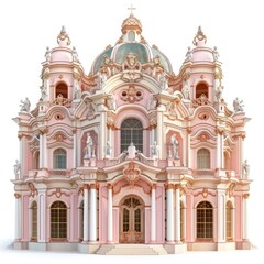 Fototapeta premium Baroque Palace in Photo Realistic Detail on White Background