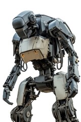 Naklejka premium Combat robot white background military machine.