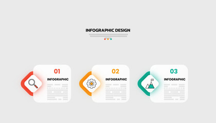 Modern business infographic template with 3 options or steps icons.