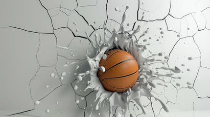  The basketball is depicted in its classic orange color, with visible textures and seams that emphasize its spherical shape.