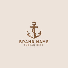 Anchor logo hipster vintage vector icon illustration design template, perfect for retro-inspired branding, nautical-themed projects, or creative ventures.