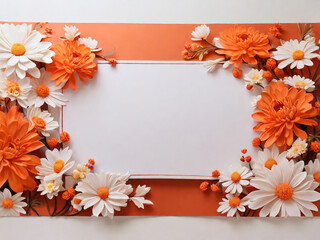 Obraz premium The banner has a orange background and the color is white flowers. AI generated