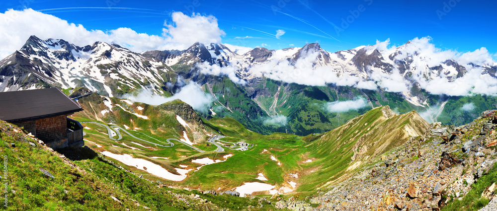 Sticker Summer Landscape panorama at the Grossglockner mountain in Austria,  Hohe Tauern range