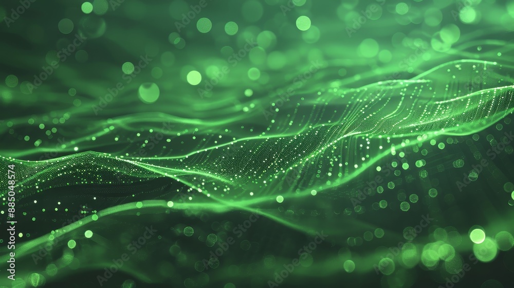Aufkleber Concept of a digital technology banner with a green blue background. It contains various light effects, abstract technology, innovation future data, a network of computers, machine learning,
