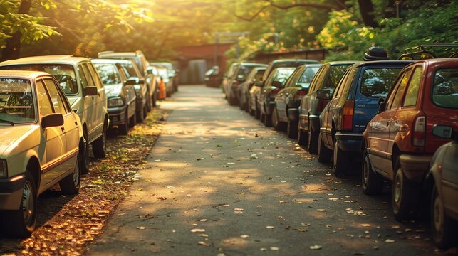 Convenient outdoor car rental and sale services offered at a specialized automobile parking lot