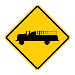 Emergency Vehicle Crossing warning road sign. Vector