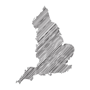 England UK provinces thread map line vector illustration