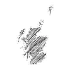 Scotland UK provinces thread map line vector illustration template