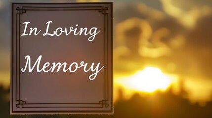 Thoughtful sympathy card In Loving Memory against a serene sunset backdrop conveying heartfelt condolences and support