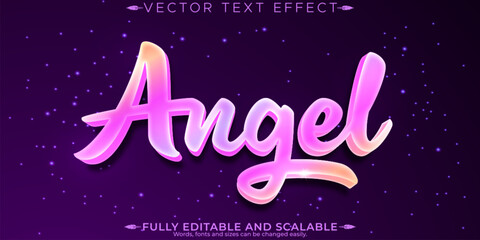 Naklejka premium Angel text effect, editable heaven and dove text style
