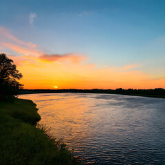 sunset over the river