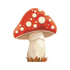 Vector mushroom clip art. Halloween object for party decor. Amanita mushroom isolated on white background 