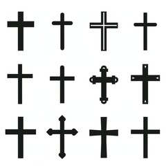 Fototapeta premium Cross icon, christianity religion symbol, christian sign, cross shape, church emblem, catholicism symbol