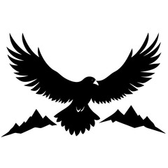 Majestic Eagle Soaring Silhouette Vector Art on Hilltop