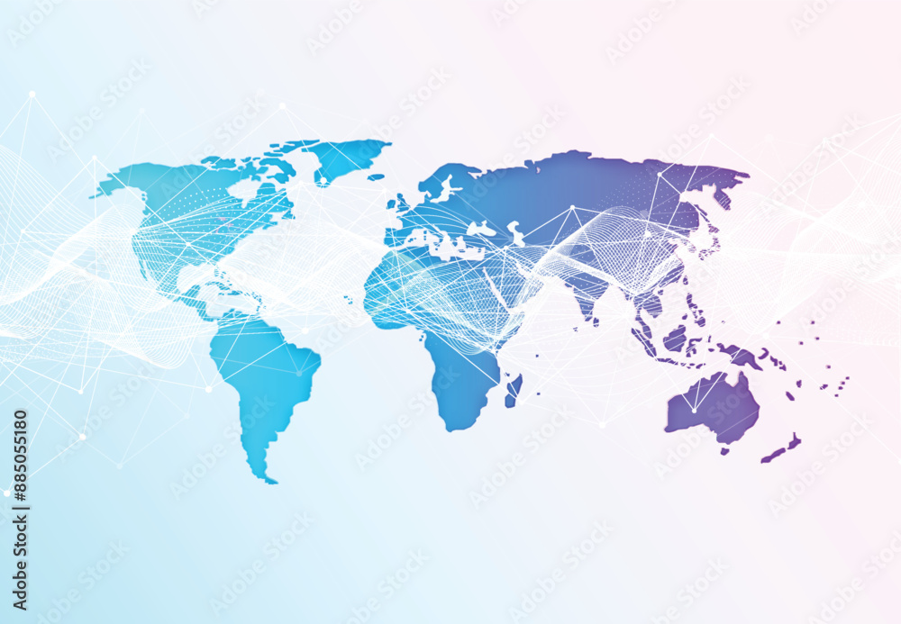 Poster global network connection. world map point and line composition concept of global business. vector i