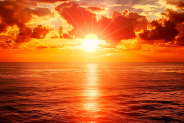 beautiful sunset on the sea sky with clouds