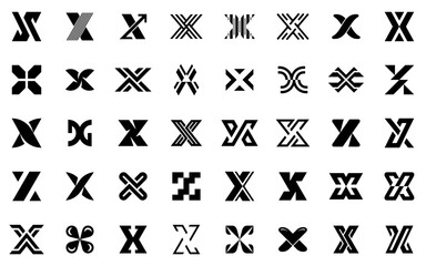 Naklejka premium Abstract logos collection with letter X. Geometric abstract logos. Icon design
