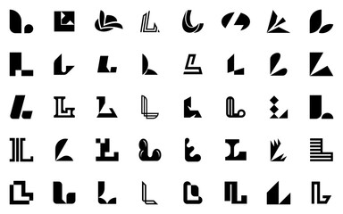 Abstract logos collection with letter L. Geometric abstract logos. Icon design