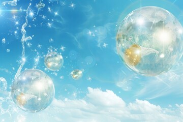 Abstract design with flowing light and bubbles, showcasing modern elegance and fluid shapes in a bright, luminous composition