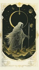 Illustrations of tarot cards, the theme of isoterics and fortune telling Generative AI	