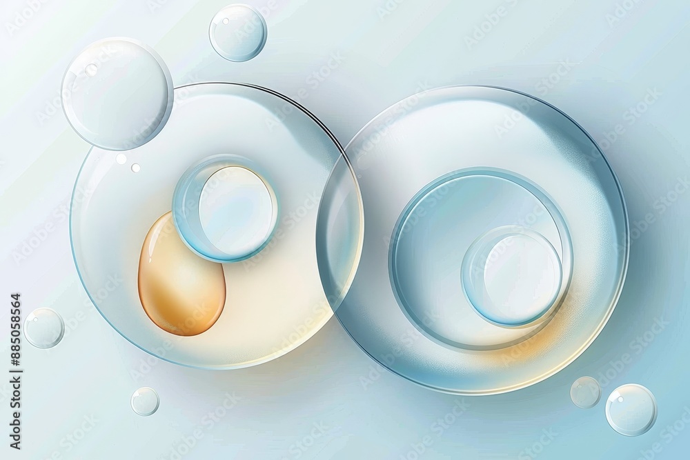 Poster abstract design with flowing light and bubbles, showcasing modern elegance and fluid shapes in a bri