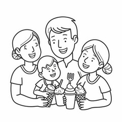 Parents enjoying ice cream with their children, creating sweet memories