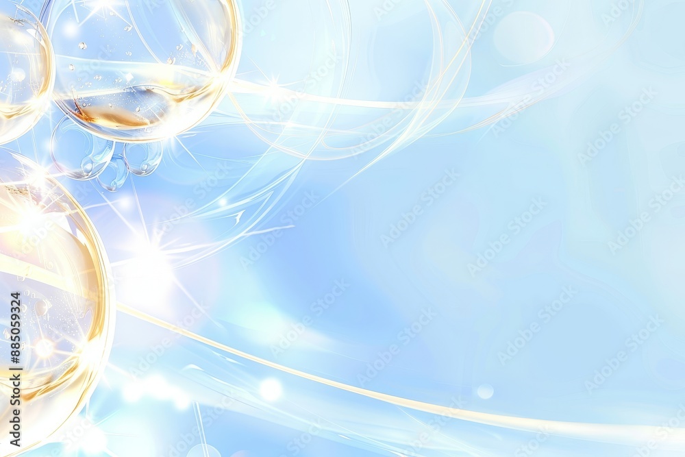 Poster Abstract design with flowing light and bubbles, showcasing modern elegance and fluid shapes in a bright, luminous composition