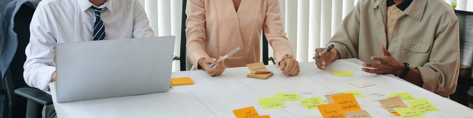 Header with business team planning work together
