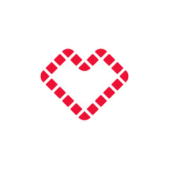 Logo of abstract heart made from small squares.