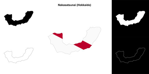 Nakasatsunai (Hokkaido) outline map set