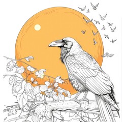 Fototapeta premium A raven bird, a detailed and captivating illustration