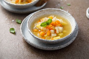 Homemade vegetable soup with potato and carrot