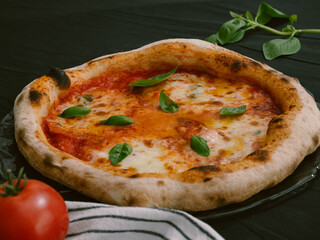 Delicious beautiful pizza Margherita close up