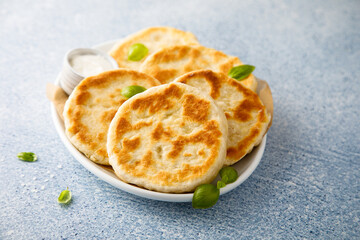 Homemade flatbread with yogurt