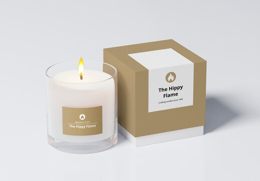 Product Scented Candle Jar And Box Label Mockup With Generative AI
