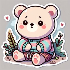Naklejka premium teddy bear sticker on transparent background