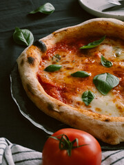 Delicious beautiful pizza Margherita close up