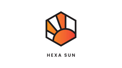 hexagon sun logo design template