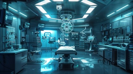 State-of-the-art operating room with advanced surgical instruments.