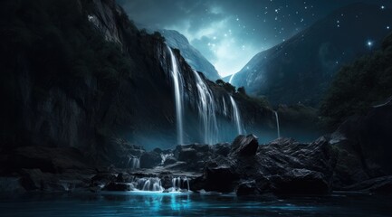 waterfall in the mountains