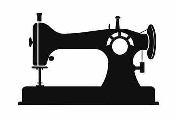 
Sewing machine silhouette, sewing machine old retro vintage icon vector illustration
