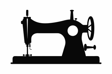 
Sewing machine silhouette, sewing machine old retro vintage icon vector illustration
