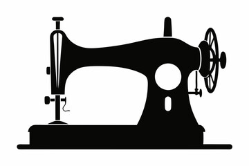 
Sewing machine silhouette, sewing machine old retro vintage icon vector illustration
