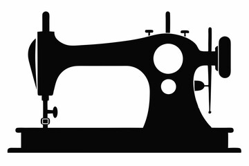 
Sewing machine silhouette, sewing machine old retro vintage icon vector illustration
