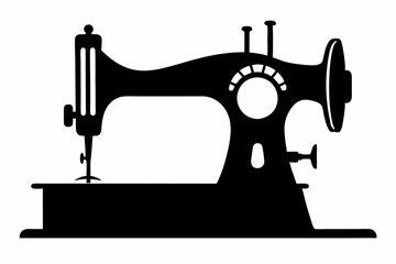 
Sewing machine silhouette, sewing machine old retro vintage icon vector illustration
