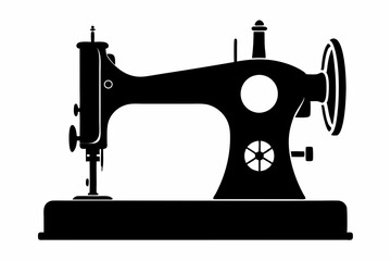 
Sewing machine silhouette, sewing machine old retro vintage icon vector illustration
