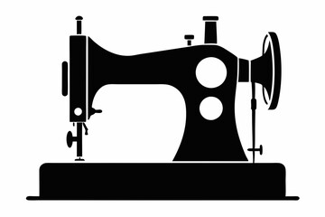 
Sewing machine silhouette, sewing machine old retro vintage icon vector illustration
