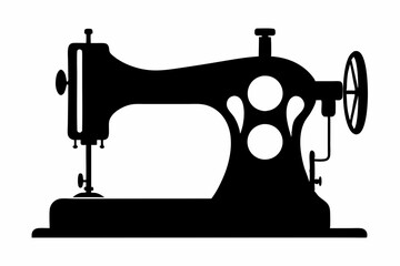
Sewing machine silhouette, sewing machine old retro vintage icon vector illustration
