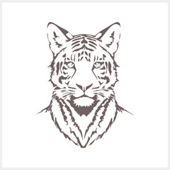 Sketch tiger tattoo isolated Animal clipart Vector stock illustration