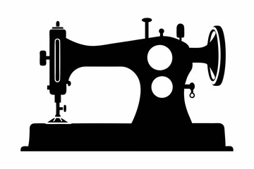 
Sewing machine silhouette, sewing machine old retro vintage icon vector illustration
